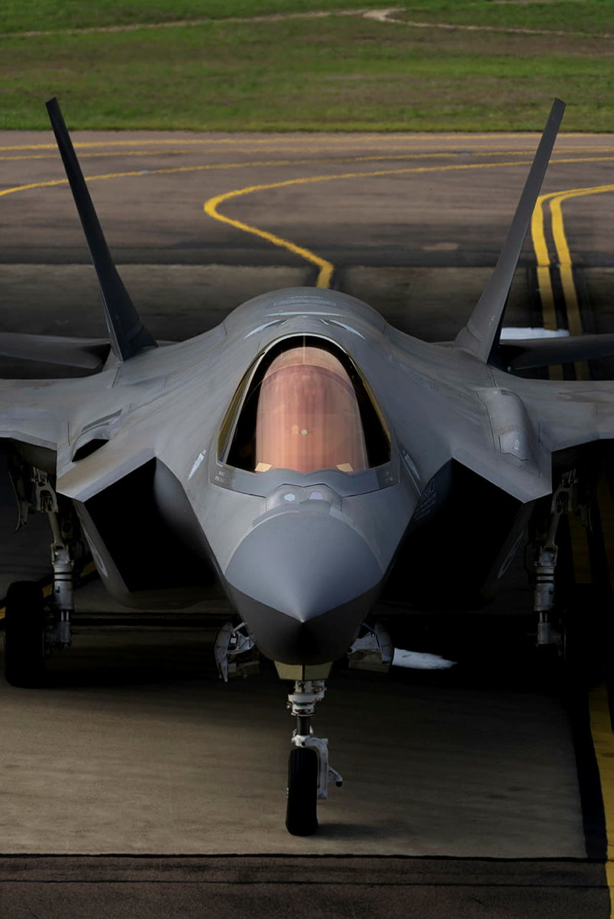 F-35A Lightning II on the flightline, head-on view
